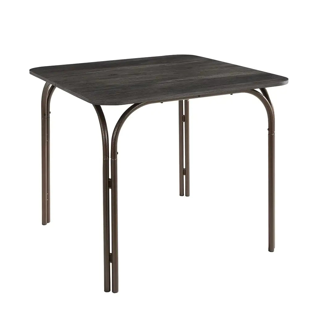 Oblivis Modern Elegant 35.4-inch square wood dining table with antique bronze metal legs