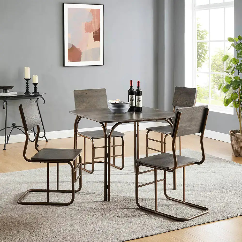 Oblivis Modern Elegant 4 Chair Wood Table