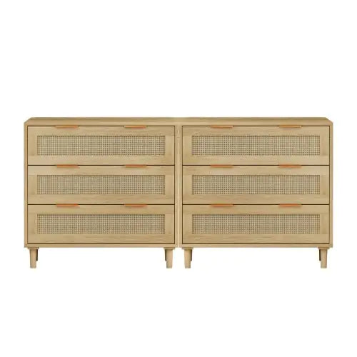 Oak Rattan 3-Drawer Set