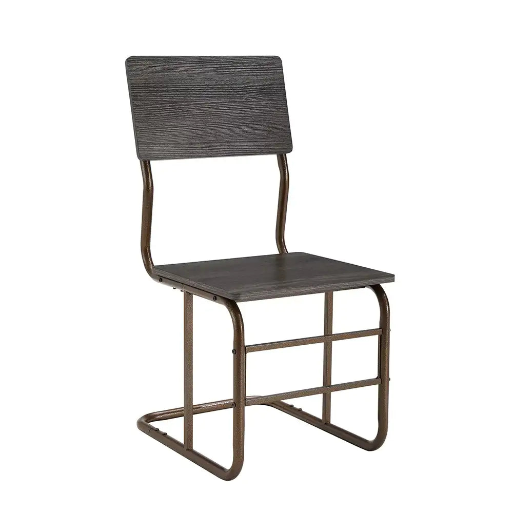 Oblivis Modern Elegant wood and metal dining chair in antique bronze finish